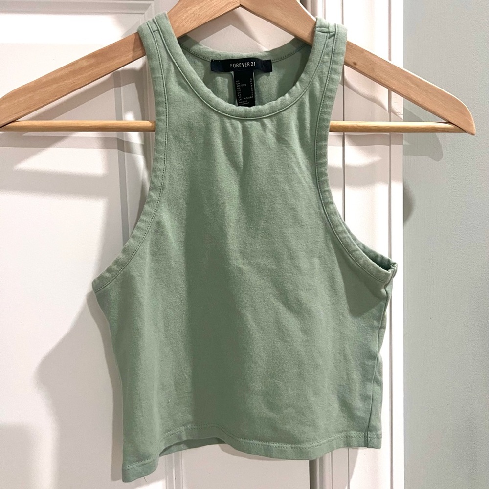 green tank top